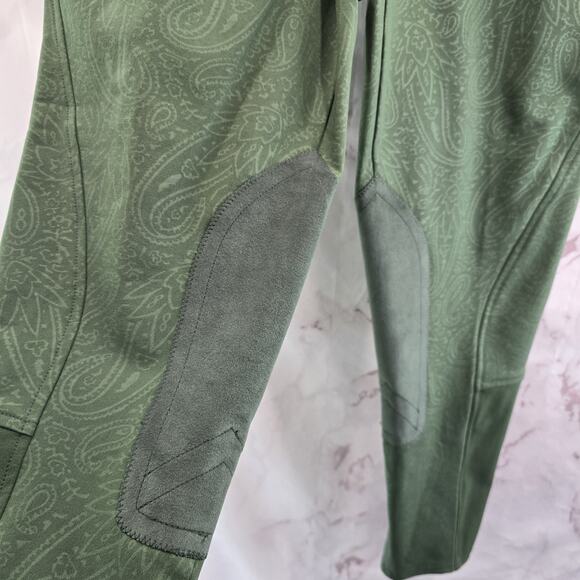 ARIAT Breeches Womens 34 L Green Riding Pant Seat Equestrian Paisley Pro Series - Picture 8 of 11